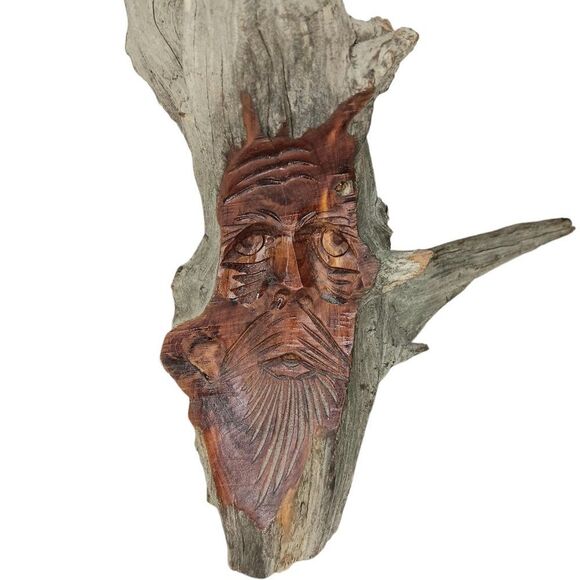Mike Cobb Carved Wood Tree Spirit Folk Art Signed 11